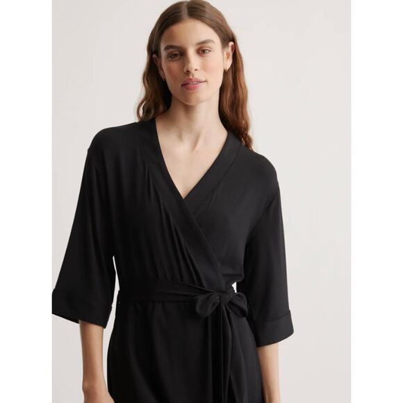Quince Other - Copied - Quince Wm's Bamboo Jersey Robe Black long Sz XL #86